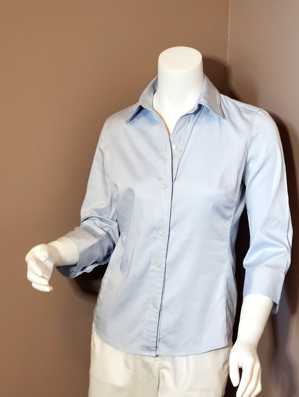 BANANA REPUBLIC baby blue stretch cotton fitted dress shirt size XS